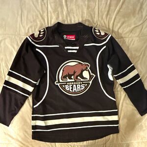 CCM Hershey Bears AHL Hockey Jersey Black Lace-Up Youth L/XL Authentic